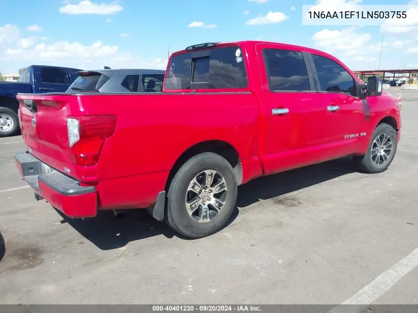 2020 Nissan Titan Sv 4X2 VIN: 1N6AA1EF1LN503755 Lot: 40401230