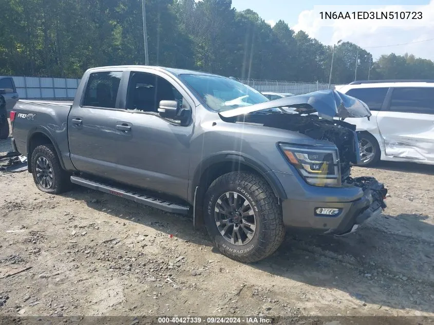 2020 Nissan Titan Pro-4X 4X4 VIN: 1N6AA1ED3LN510723 Lot: 40427339