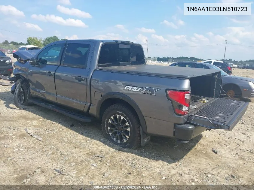 2020 Nissan Titan Pro-4X 4X4 VIN: 1N6AA1ED3LN510723 Lot: 40427339