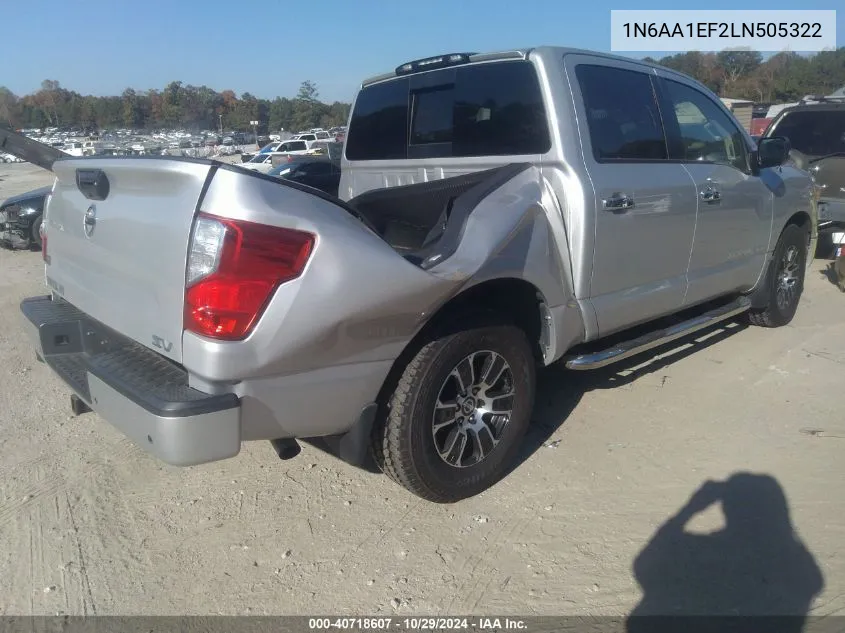 2020 Nissan Titan Sv 4X2 VIN: 1N6AA1EF2LN505322 Lot: 40718607