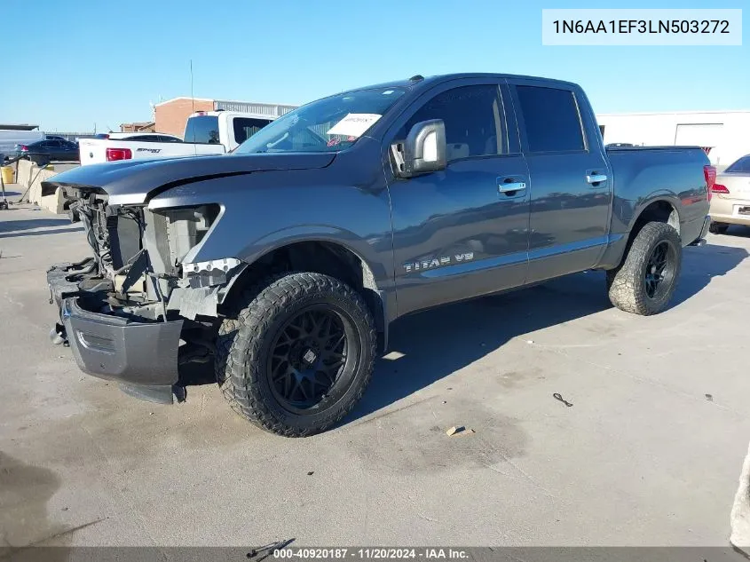 2020 Nissan Titan Sv 4X2 VIN: 1N6AA1EF3LN503272 Lot: 40920187