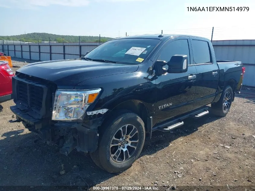 2021 Nissan Titan Sv 4X2 VIN: 1N6AA1EFXMN514979 Lot: 39967375