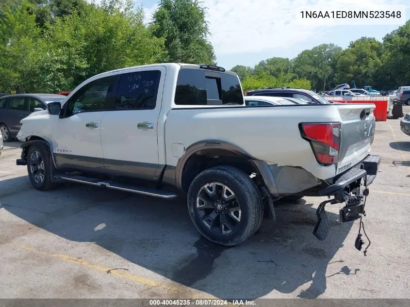 2021 Nissan Titan Platinum Reserve 4X4 VIN: 1N6AA1ED8MN523548 Lot: 40045235