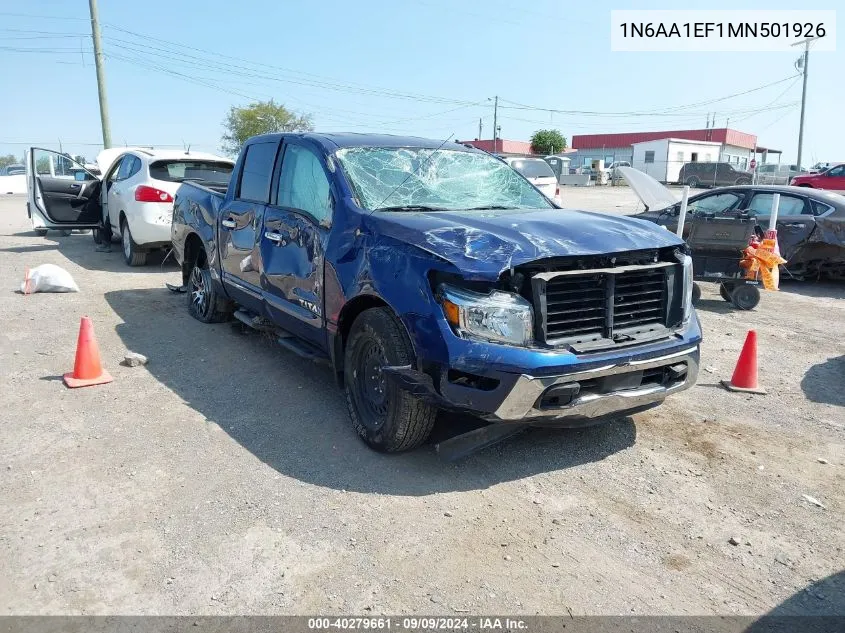 2021 Nissan Titan Sv 4X2 VIN: 1N6AA1EF1MN501926 Lot: 40279661