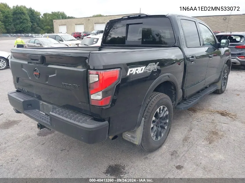 2021 Nissan Titan Pro-4X 4X4 VIN: 1N6AA1ED2MN533072 Lot: 40413260