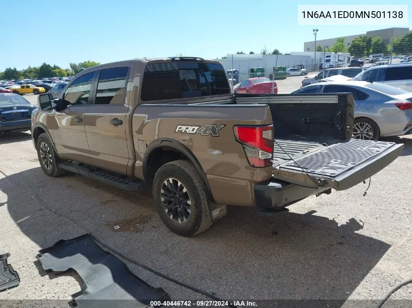 2021 Nissan Titan Pro-4X 4X4 VIN: 1N6AA1ED0MN501138 Lot: 40446742