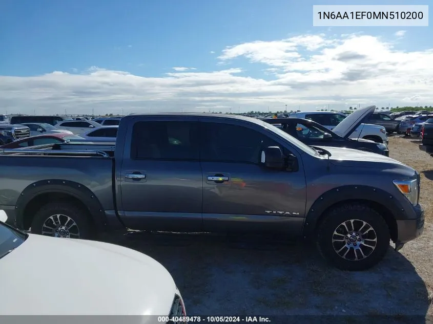 2021 Nissan Titan Sv/Sl/Platinum Reserve VIN: 1N6AA1EF0MN510200 Lot: 40489478