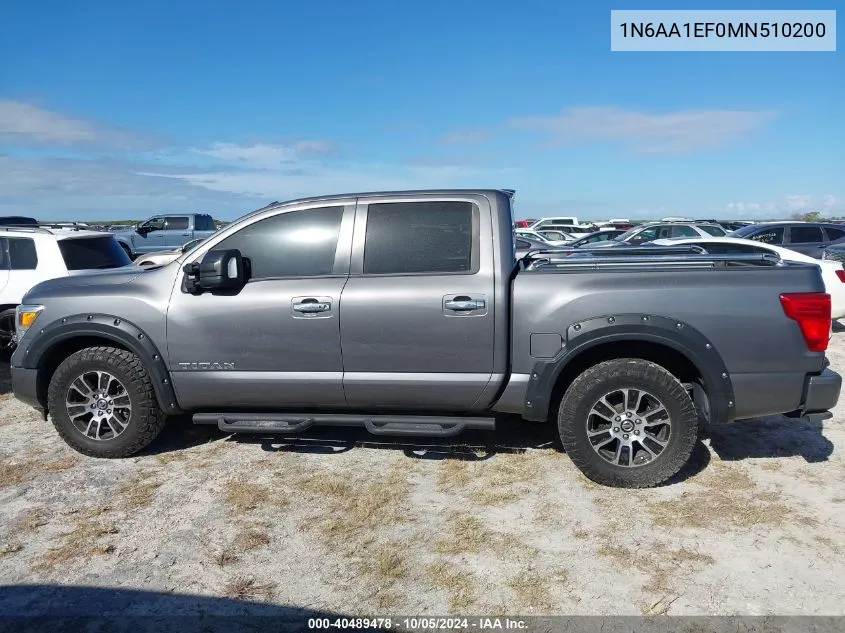 2021 Nissan Titan Sv/Sl/Platinum Reserve VIN: 1N6AA1EF0MN510200 Lot: 40489478