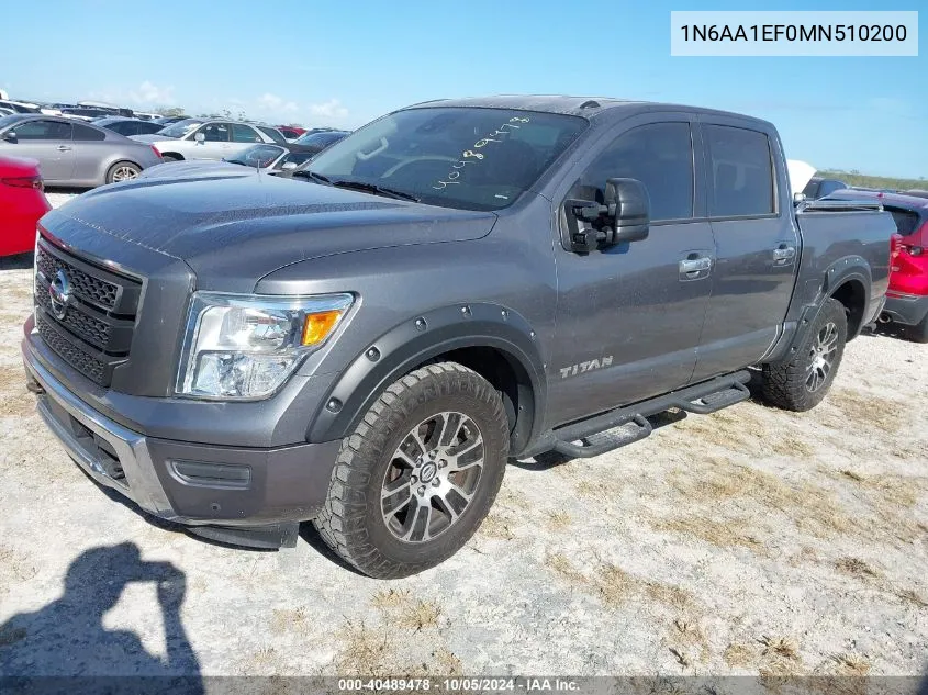 2021 Nissan Titan Sv/Sl/Platinum Reserve VIN: 1N6AA1EF0MN510200 Lot: 40489478