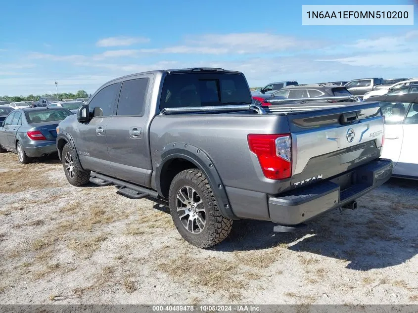 2021 Nissan Titan Sv/Sl/Platinum Reserve VIN: 1N6AA1EF0MN510200 Lot: 40489478