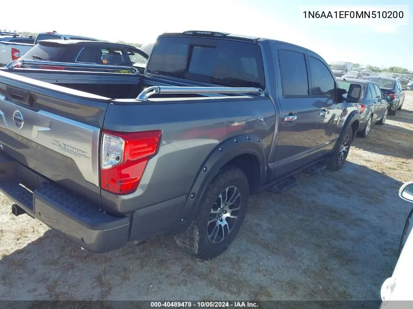 2021 Nissan Titan Sv/Sl/Platinum Reserve VIN: 1N6AA1EF0MN510200 Lot: 40489478