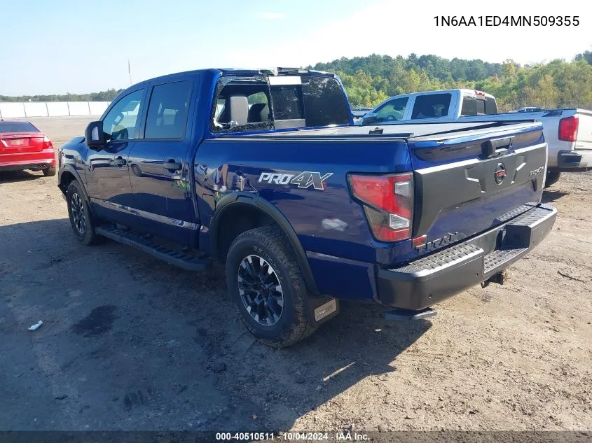 2021 Nissan Titan Pro-4X 4X4 VIN: 1N6AA1ED4MN509355 Lot: 40510511