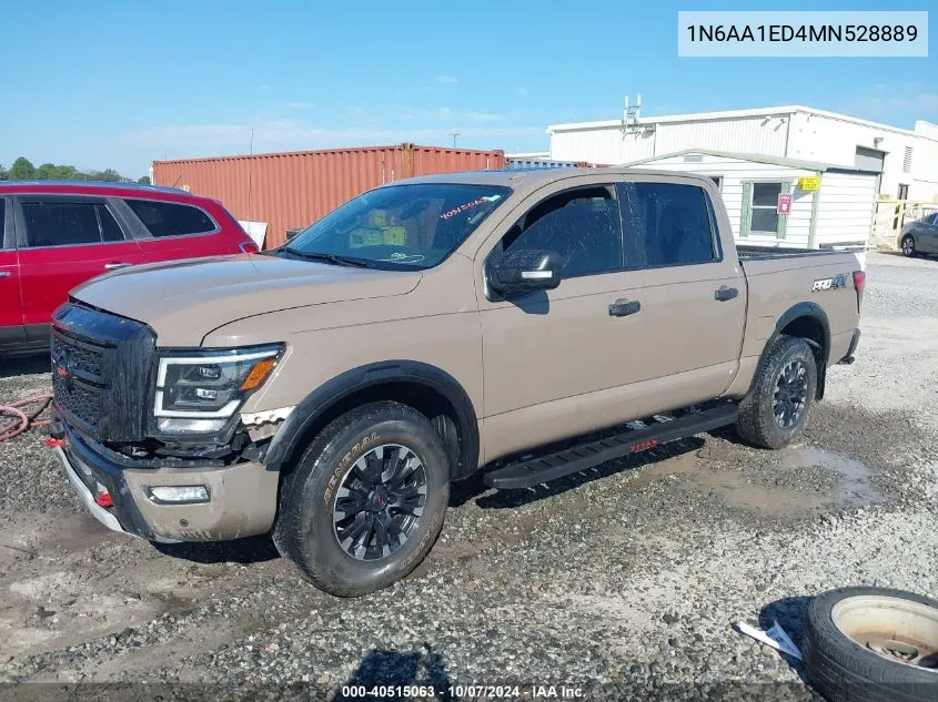 2021 Nissan Titan Pro-4X 4X4 VIN: 1N6AA1ED4MN528889 Lot: 40515063