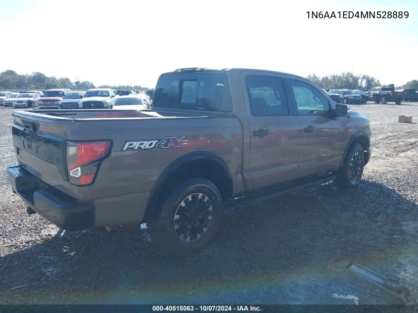 2021 Nissan Titan Pro-4X 4X4 VIN: 1N6AA1ED4MN528889 Lot: 40515063