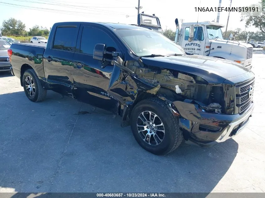 2021 Nissan Titan Sv 4X2 VIN: 1N6AA1EF4MN519191 Lot: 40683657