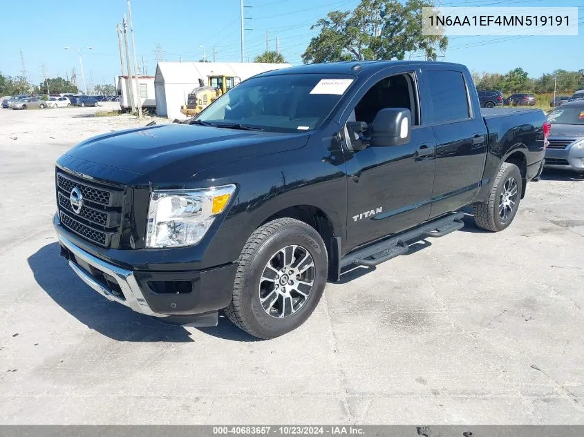 2021 Nissan Titan Sv 4X2 VIN: 1N6AA1EF4MN519191 Lot: 40683657