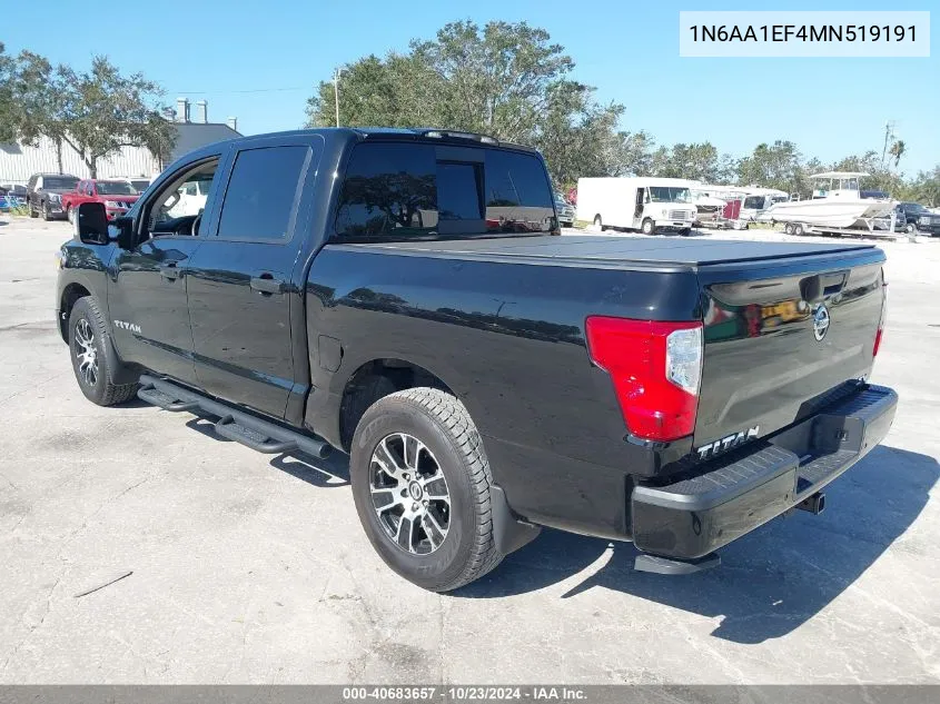 2021 Nissan Titan Sv 4X2 VIN: 1N6AA1EF4MN519191 Lot: 40683657