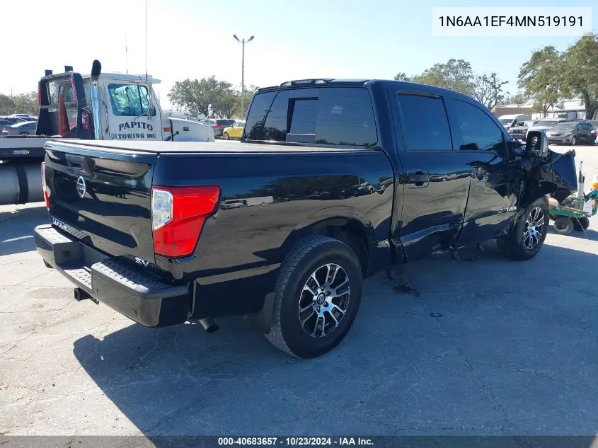 2021 Nissan Titan Sv 4X2 VIN: 1N6AA1EF4MN519191 Lot: 40683657