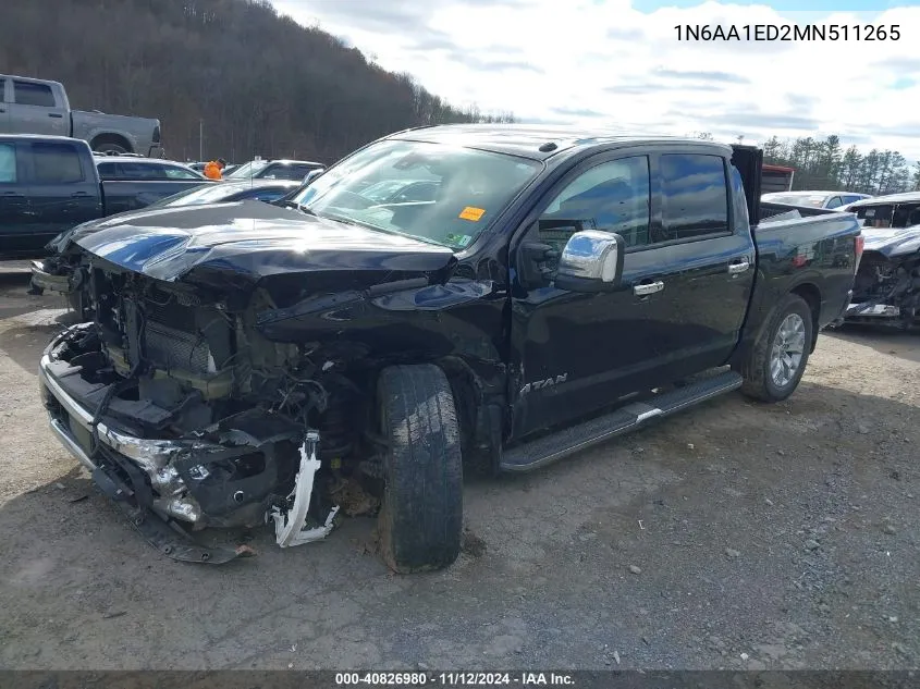 2021 Nissan Titan Sl 4X4 VIN: 1N6AA1ED2MN511265 Lot: 40826980