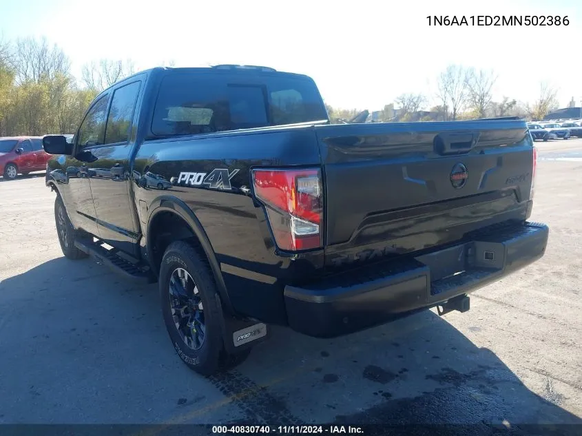 2021 Nissan Titan Pro-4X 4X4 VIN: 1N6AA1ED2MN502386 Lot: 40830740