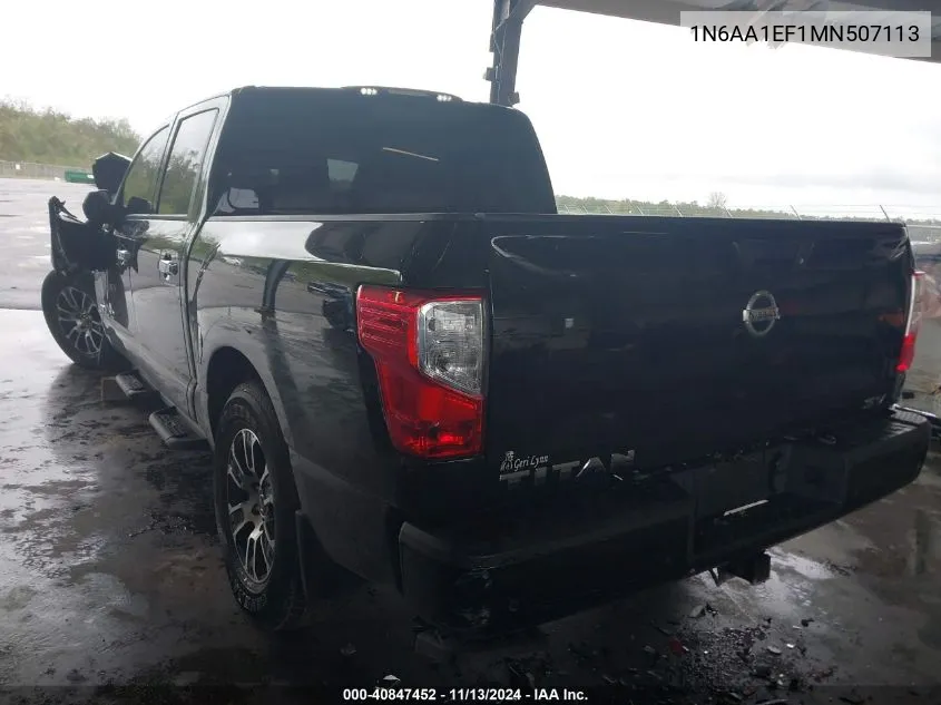 2021 Nissan Titan Sv 4X2 VIN: 1N6AA1EF1MN507113 Lot: 40847452