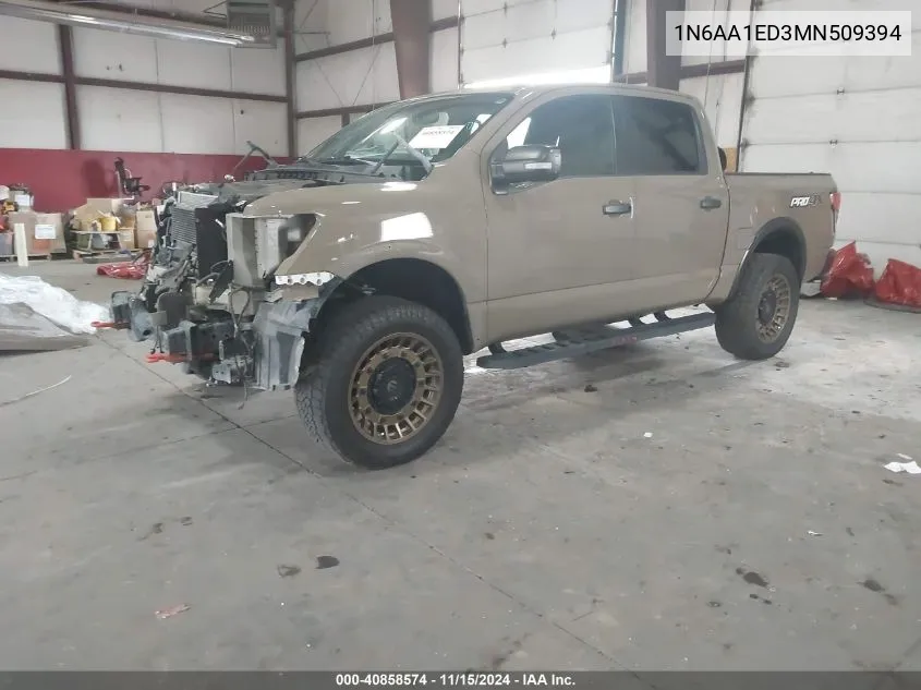 2021 Nissan Titan Pro-4X 4X4 VIN: 1N6AA1ED3MN509394 Lot: 40858574