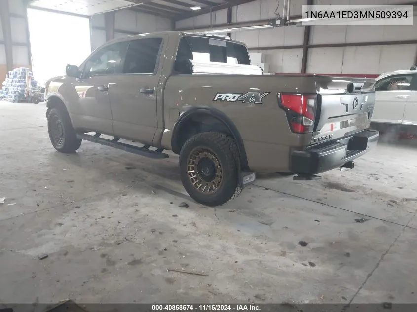 2021 Nissan Titan Pro-4X 4X4 VIN: 1N6AA1ED3MN509394 Lot: 40858574