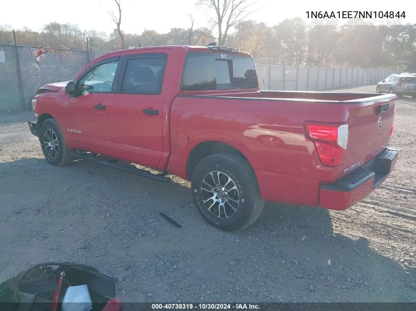 2022 Nissan Titan Sv 4X2 VIN: 1N6AA1EE7NN104844 Lot: 40738319