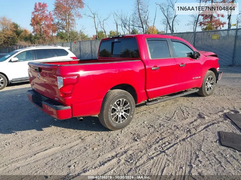 2022 Nissan Titan Sv 4X2 VIN: 1N6AA1EE7NN104844 Lot: 40738319