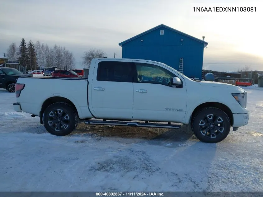 2022 Nissan Titan Platinum Reserve 4X4 VIN: 1N6AA1EDXNN103081 Lot: 40802867