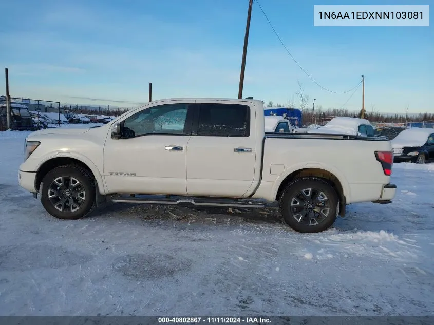 2022 Nissan Titan Platinum Reserve 4X4 VIN: 1N6AA1EDXNN103081 Lot: 40802867