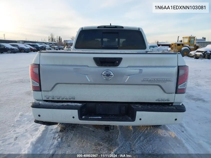 2022 Nissan Titan Platinum Reserve 4X4 VIN: 1N6AA1EDXNN103081 Lot: 40802867