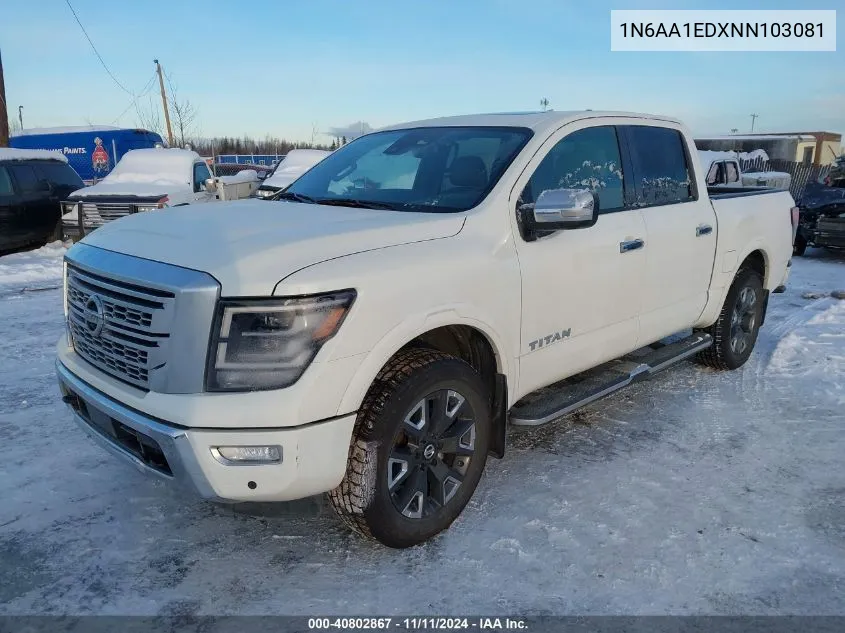 2022 Nissan Titan Platinum Reserve 4X4 VIN: 1N6AA1EDXNN103081 Lot: 40802867