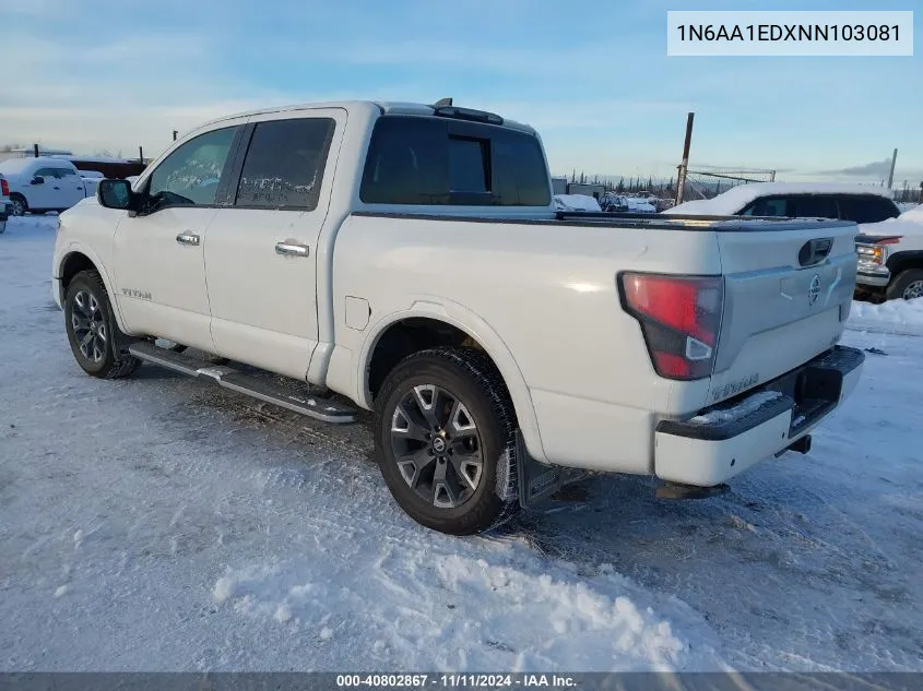 2022 Nissan Titan Platinum Reserve 4X4 VIN: 1N6AA1EDXNN103081 Lot: 40802867