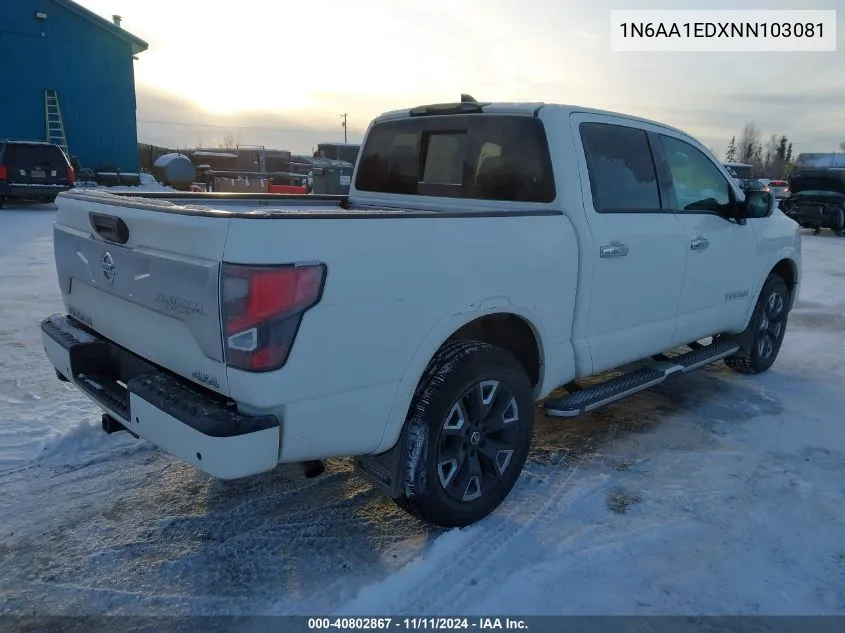 2022 Nissan Titan Platinum Reserve 4X4 VIN: 1N6AA1EDXNN103081 Lot: 40802867