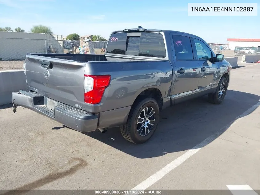 2022 Nissan Titan Sv 4X2 VIN: 1N6AA1EE4NN102887 Lot: 40909836