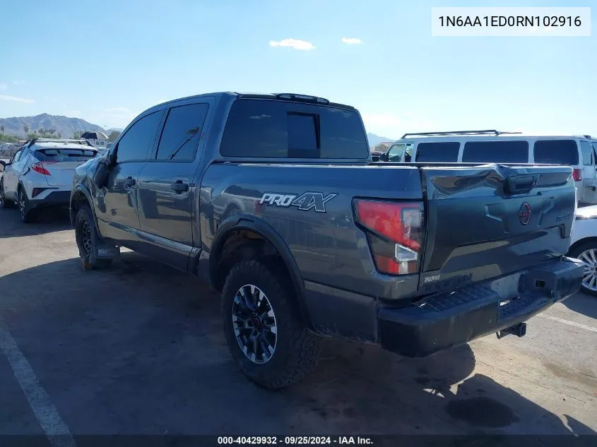 2024 Nissan Titan Pro-4X 4X4 VIN: 1N6AA1ED0RN102916 Lot: 40429932