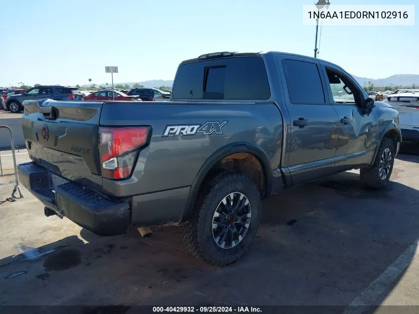 2024 Nissan Titan Pro-4X 4X4 VIN: 1N6AA1ED0RN102916 Lot: 40429932