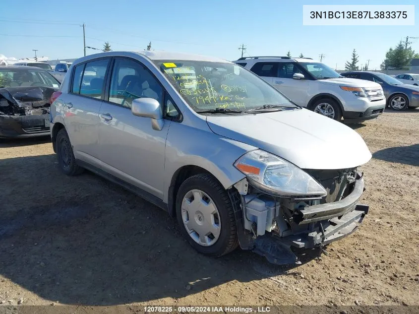 2007 Nissan Versa S/Sl VIN: 3N1BC13E87L383375 Lot: 12078225