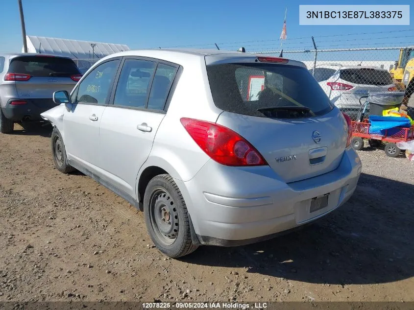 2007 Nissan Versa S/Sl VIN: 3N1BC13E87L383375 Lot: 12078225