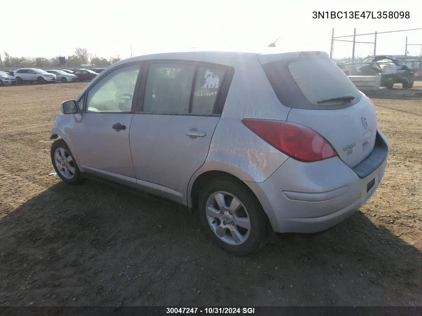 2007 Nissan Versa S/Sl VIN: 3N1BC13E47L358098 Lot: 30047247