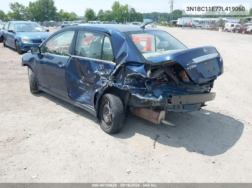 2007 Nissan Versa 1.8S/1.8Sl VIN: 3N1BC11E77L419060 Lot: 40108628