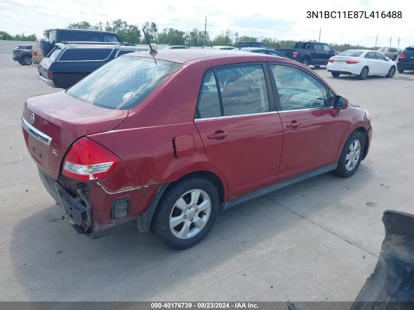 2007 Nissan Versa 1.8Sl VIN: 3N1BC11E87L416488 Lot: 40176739