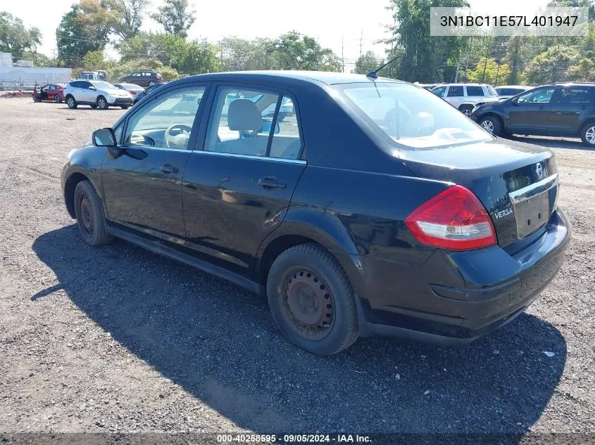 2007 Nissan Versa 1.8S VIN: 3N1BC11E57L401947 Lot: 40258595