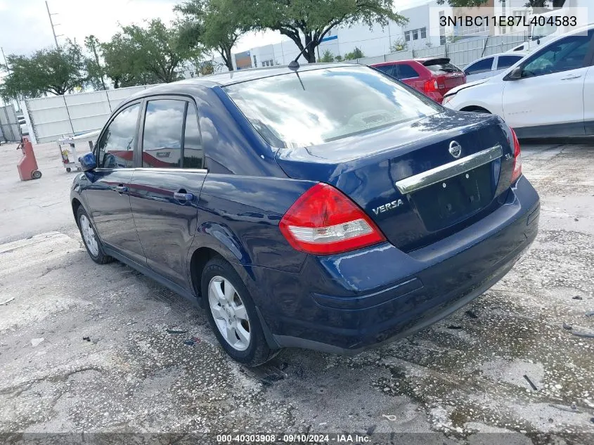 2007 Nissan Versa 1.8Sl VIN: 3N1BC11E87L404583 Lot: 40303908