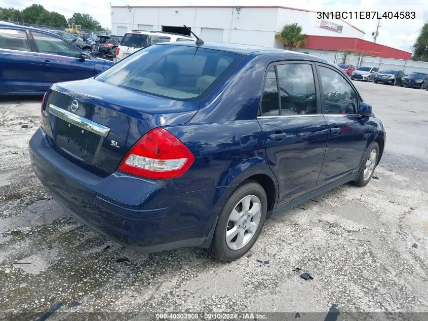 2007 Nissan Versa 1.8Sl VIN: 3N1BC11E87L404583 Lot: 40303908