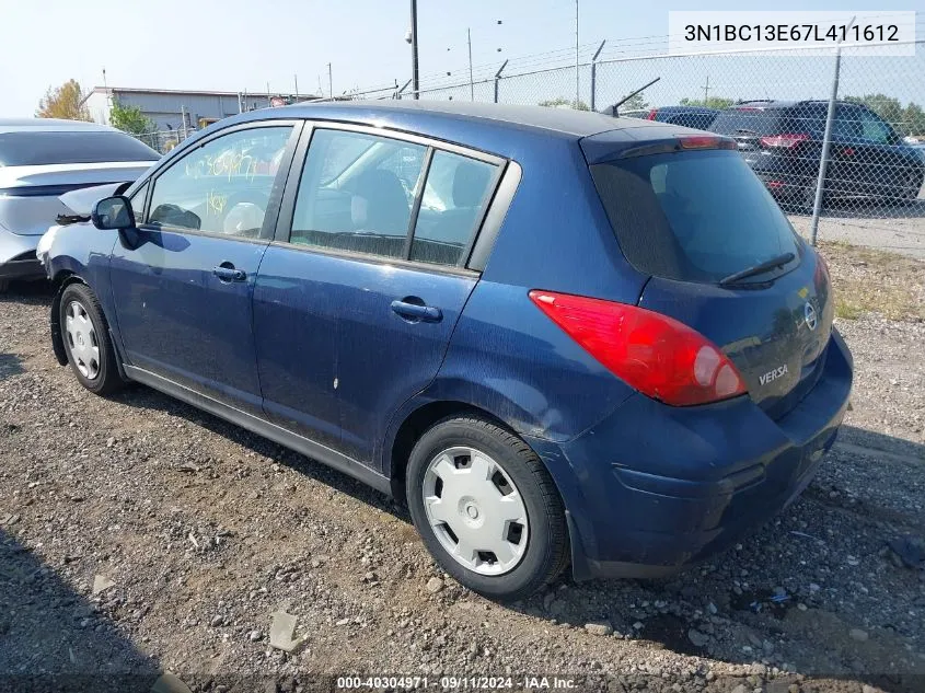 2007 Nissan Versa S/Sl VIN: 3N1BC13E67L411612 Lot: 40304971