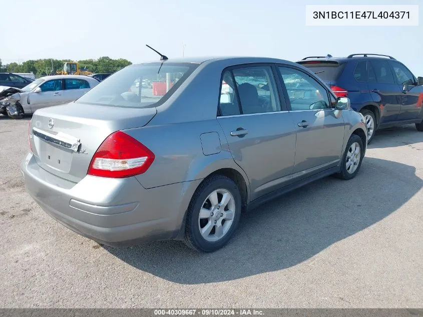 2007 Nissan Versa S/Sl VIN: 3N1BC11E47L404371 Lot: 40309667