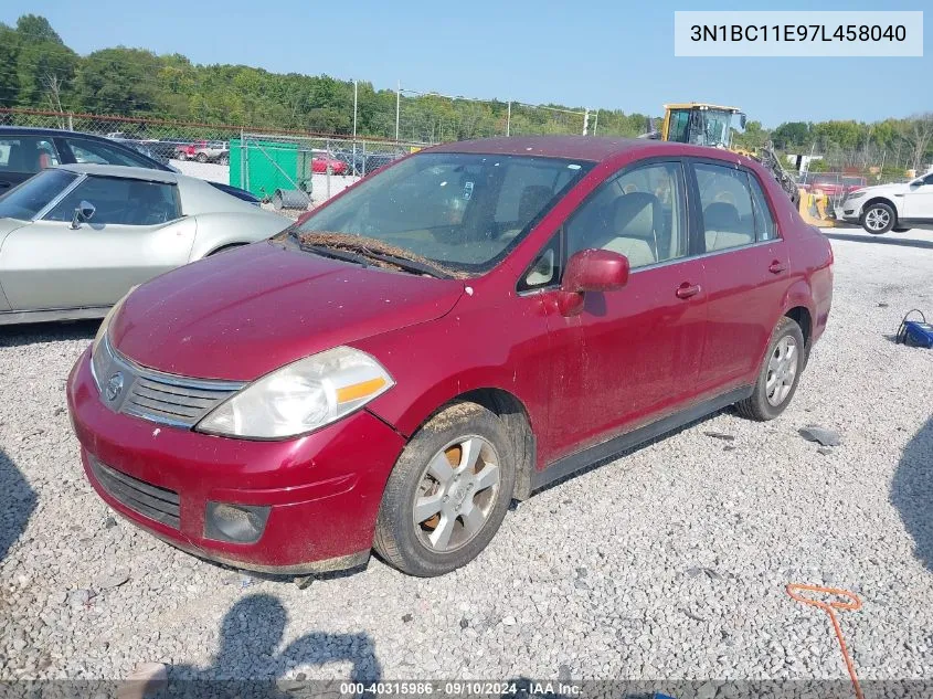 2007 Nissan Versa 1.8Sl VIN: 3N1BC11E97L458040 Lot: 40315986