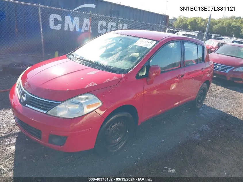 2007 Nissan Versa 1.8S VIN: 3N1BC13E07L381121 Lot: 40375182